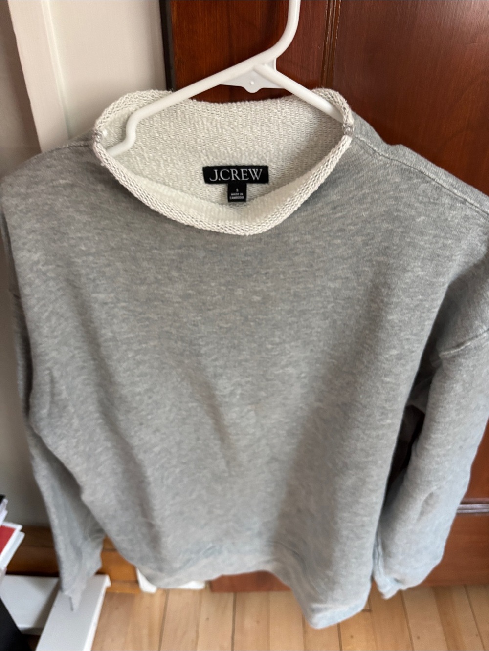 J.Crew Gray Crewneck Sweatshirt with White Trim